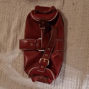 Vintage small red barrel bag, like new